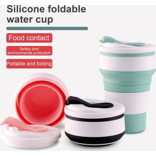 2021 Folding Silicone Cup Portable Silicone Telescopic Drinking Collapsible Coffee Cup Multi-function Foldable Silica Mug Travel