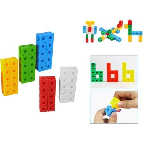 50Pcs 5 colors Multilink Linking Counting Cubes Snap Blocks Teaching Math Manipulative Kids Early Education Toy