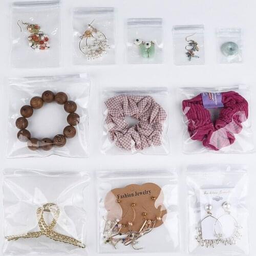 50pcs Multi-Size PVC Transparent Plastic Soft Thickened Pull Bone Sealing Bag For Jewelry Sewing Tools Packaging Storage Bag