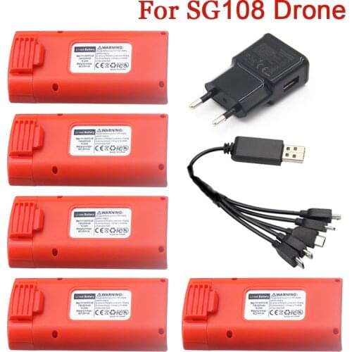 7.4V 2200mAh Lipo Battery With 5-in-1 Charger For SG108 SG-108 Drone RC Quadcopter Spare Parts Drone Rechargeable Battery