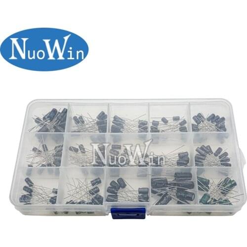200Pcs/lot 0.1UF-220UF 15Values Aluminum Electrolytic Capacitors 16-50V mix Electrolytic capacitor Assorted kit + box