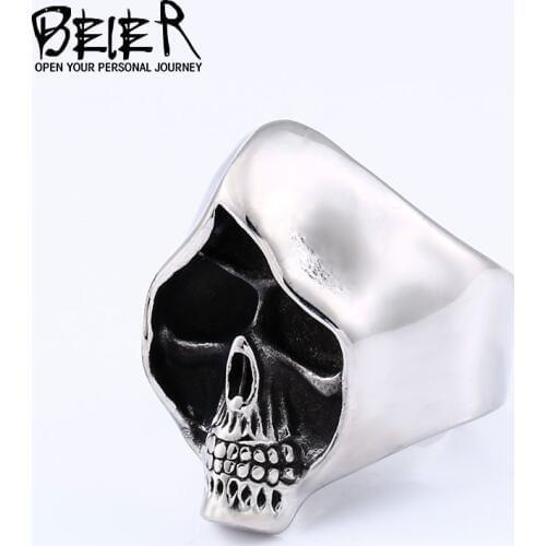 BEIER Drop shipping 2018 New Cool Stainless Steel Fashion Skull Ring Punk Unqiue Jewelry For Men free shipping BR8-659