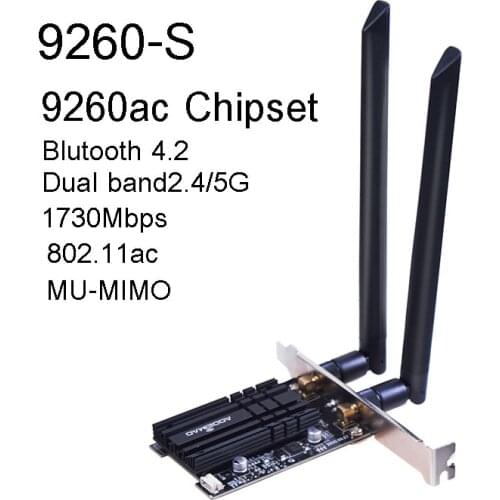 Dual band Intel 9260 PCI-e slot Wireless Wifi Adapter 2.4G/5Ghz Bluetooth 5.0 9260ac Wi-fi Card For PC