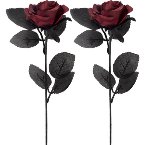 Gothic Red / Black Rose Artificial Flowers Simulation Flowers Valentine Gift Wedding Flowers Home Decoration Roses Photo Props