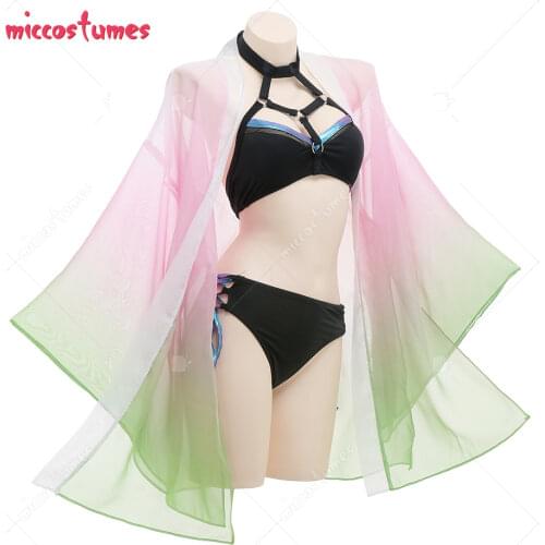Kanroji Mitsuri Gradient Color Printing Kimono Haori Cover Up Outfit Cosplay Costume Swimwear Cover Up Only Anime Swimwear