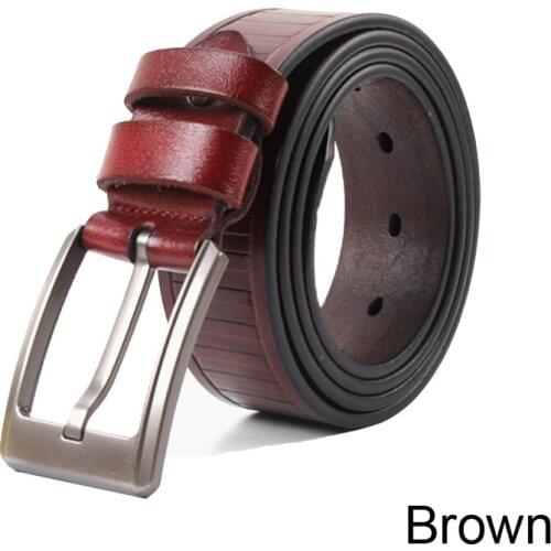 Ke Meiqi First Layer Cowhide Belt Mens Leather Pin Buckle Belt Mens Belt Luxury Pure Leisure All-match fashion belt