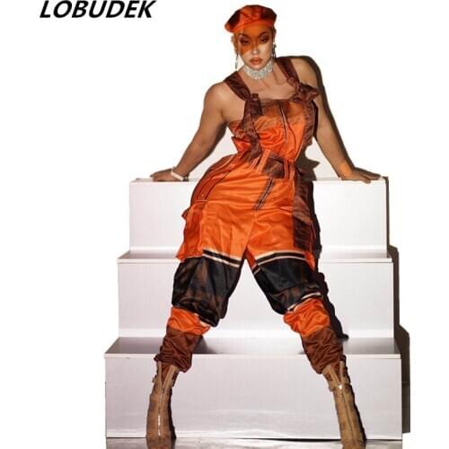 Male Female Show Dance Costume Camouflage Jumpsuit Uniform Bar Nightclub Concert Stage Wear Singer Dancer DJ Hip Hop Sexy Outfit