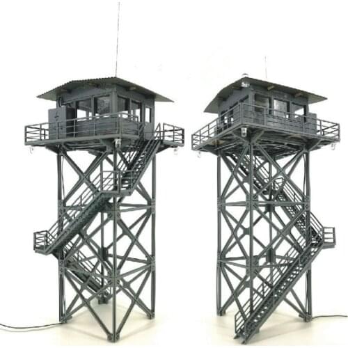 Creative DIY 1:87 Watchtower Control Tower Model Sand Table Military Model Lookout Tower Decor N14