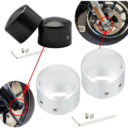 Motorcycle Front Axle Nut Cover Cap Bolt Front Axle Nut Covers Caps Aluminum CNC For Harley 883/1200 X48 Softail Electra Street