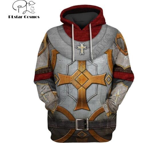Cosplay Fashion Men Hoodie Knight Templar Custom 3D Printed Harajuku Sweatshirt Unisex Casual zip hoodies sudadera hombre