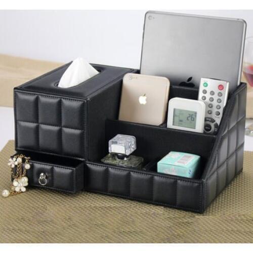 Fashion Leather Desktop Storage Box Living Room Coffee Table Tissue Box Remote Control Box Table Napkin Pumping Paper Box