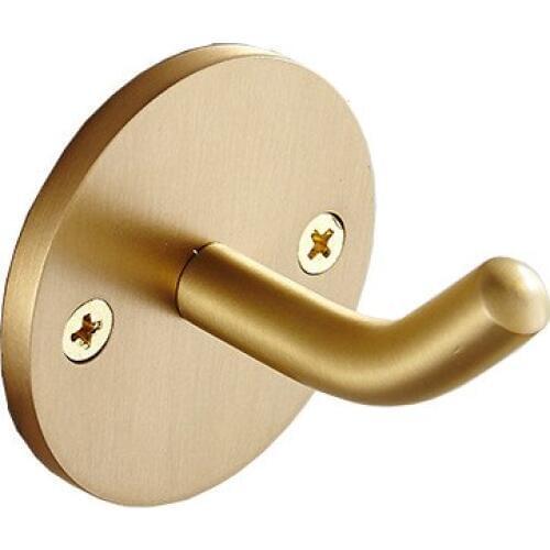 MTTUZK Solid Brass Brushed Gold Robe Hooks Key Hook European Round Coat Hook Towel Hook Kitchen Wall hanger Bathroom Accessories