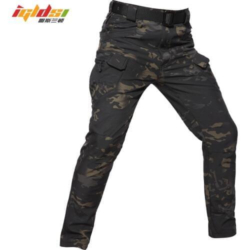 Mens Winter Thermal Tactical Military Fleece Cargo Pants Soft Shell Camouflage Waterproof Pants Military Army Long Trousers 5XL
