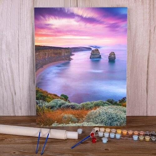 Landscape Sea Coloring By Numbers Painting Package Oil Paints 40*50 Canvas Painting Decoration Children Wholesale Art