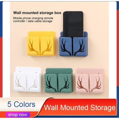 Wall Mounted Storage Box Antler Style Mobile Phone Remote Control Storage Box Shelf For Home Bedroom Kitchen Storage Dropship