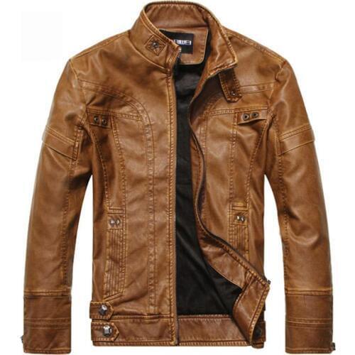 New autumn winter motorcycle PU leather jacket mens slim fit jackets mens windbreak leather coats