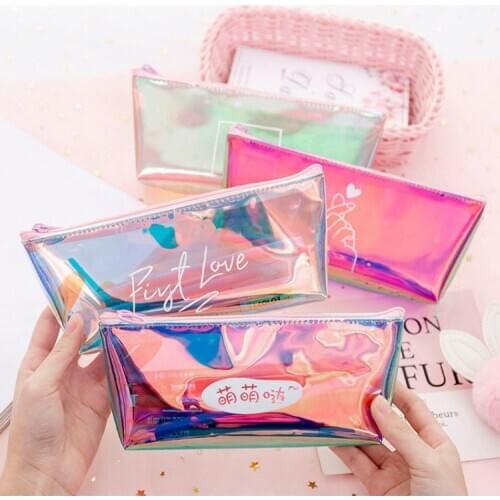 New Creative Cool Laser Colorful Inverted T Glasses Bag Transparent Simple Stationery Box Student Women Sunglasses Glasses Case