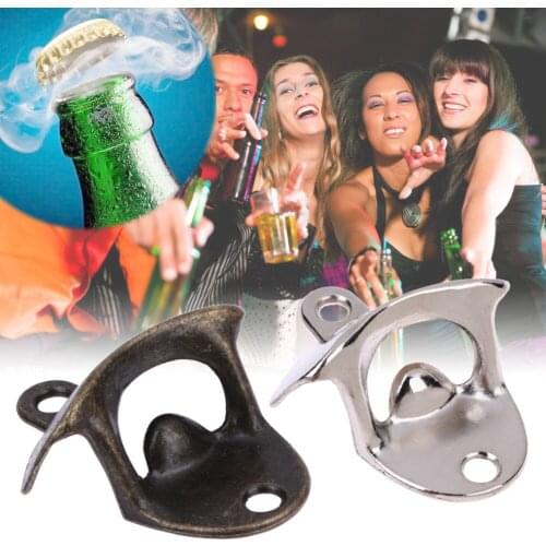 Beer Wine Beverage Opener Wall Mounted Stainless Steel Glass Bottle Opener Bridal Shower Wedding Birthday Corkscrew Decor