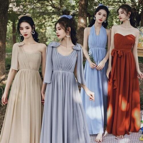 Bridesmaids Dresses Illusion Strapless Sleeveless Jersey A-Line Floor-Length Pleat Luxury Vintage Women Wedding Party Gown E507
