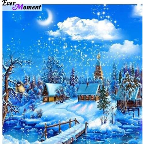 Full Diy diamond painting mosaic handmade winter scenery cross stitch square diamond Diamond embroidery Christmas Decor ASF298