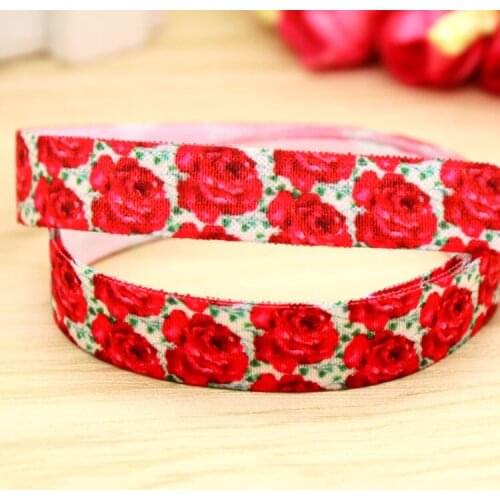 5/8'' Free shipping Fold Elastic FOE flowers printed headband headwear hairband diy decoration wholesale OEM P5876