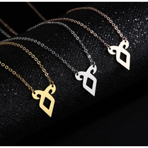 QIMING Stainless Steel Angelic Power Rune Pendant Women Necklace Female Ladies Dainty Jewelry Choker Necklace Gift