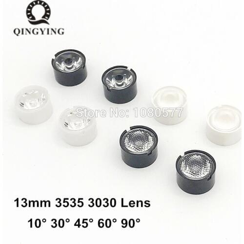 30pcs 13mm CREE LED Lens 10 30 45 60 90 Degree XPE XPE2 XPG XPG2 XTE 3535 3030 Emitter Plano Reflector Collimator With Holder