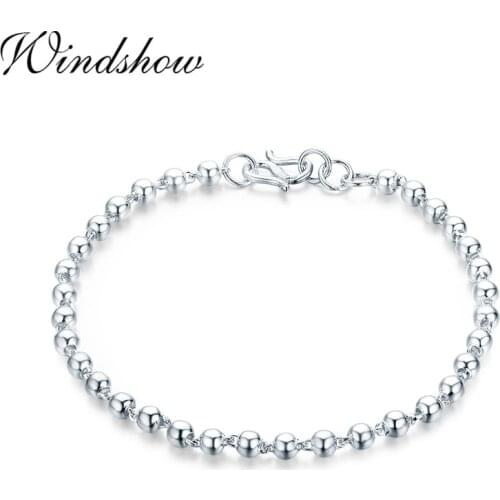 S990 Sterling Silver Beads Bracelets For Women Girls Friendship Bracelete Jewelry Pulseira Feminina Pulseras Mujer Bileklik 4MM