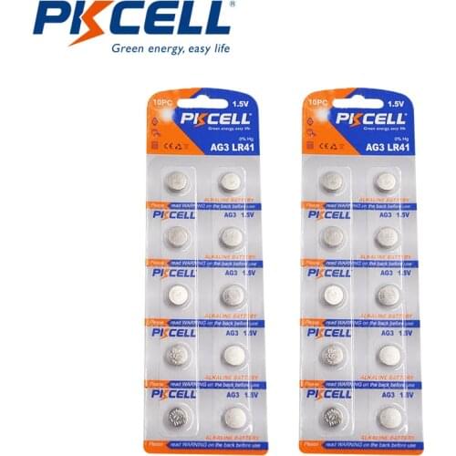 PKCELL LR41 AG3 192 Alkaline Button Coin Battery Equal to LR192 V3GA SR41 192 392 For Calculators Cameras Watches Games