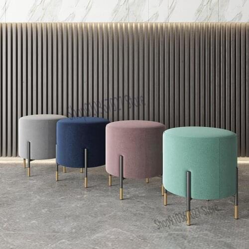 Nordic Modern Light Luxury Round Stool Simple Designer Creative Personality Sofa Stool Fabric Low Stool Makeup Stool
