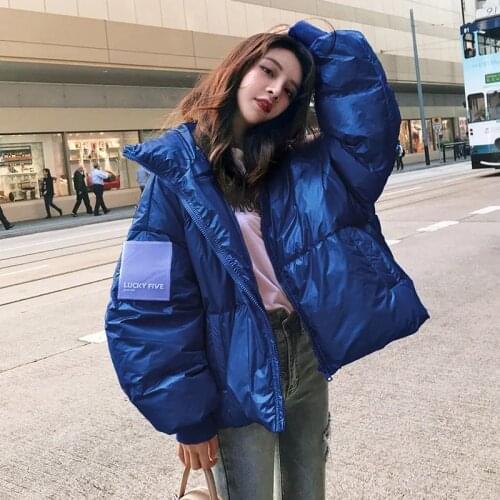 Large Size Loose Winter jackets Fashion Glossy Bright Parka Womens Cotton Coat Jacket Winter Warm Thick Parka Womens Jacket