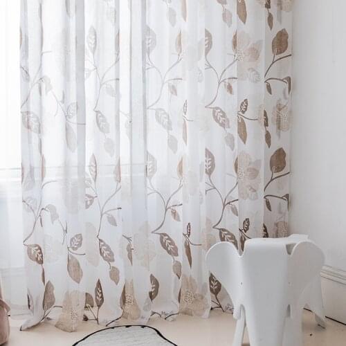 Tulle Curtains for Living Room Floral Printed Window Treatment Sheer Volie Curtains Morden Tree Tulles