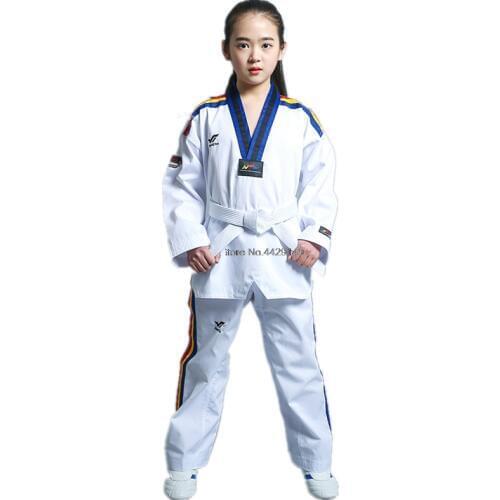 Taekwondo Dobok Karate Uniform Clothes Long-Sleeve Karate Suit for Children Adult Training Karate Clothing Taekwondo Suit T125