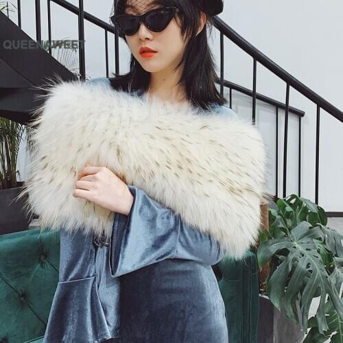 001 2019 Handmade Natural100% Real Fox Fur Collar Women Natural Fur Shawl Luxury Scarf