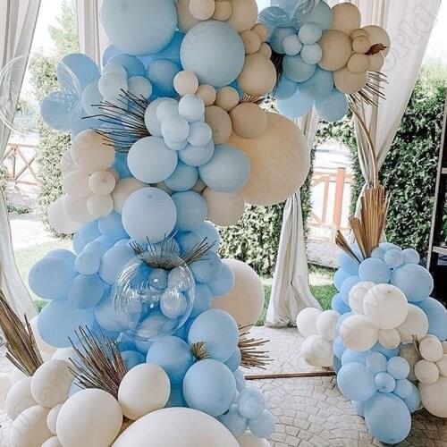 172pcs Wedding Birthday Party Maca Blue Latex Balloon Garland Sandy White Balloon Arch Kit Event Decor Baby Shower Decoration