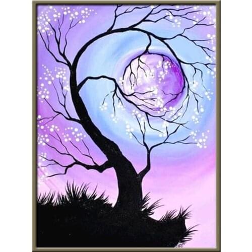 Landscape Tree DIY Cross Stitch Embroidery 11CT Kits Needlework Craft Set Printed Canvas Cotton Thread Home Decoration Room