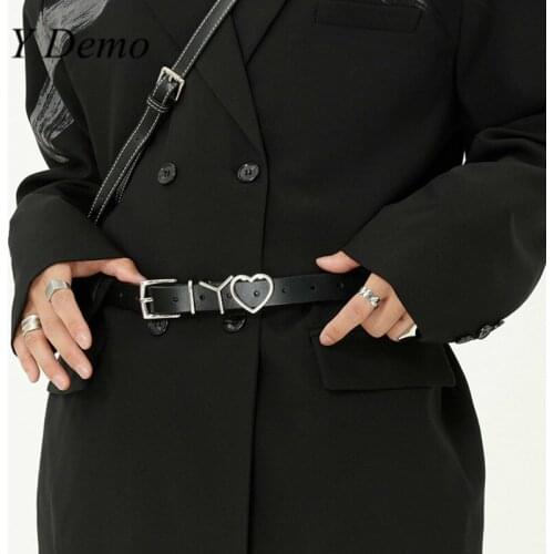 Y Demo Gothic Letters Metal Buckle Belt Women Adjustable Pu Leather Dress Belt Female Rock Punk 2020
