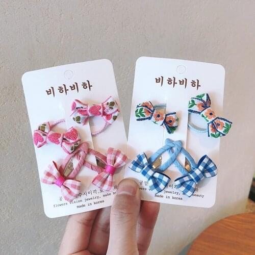 2pairs/lot Floral Embroidery Hair Clips Hairring Kids Hair Accessories Clips Baby Hairgrip Girls Barrettes Children Hairpins