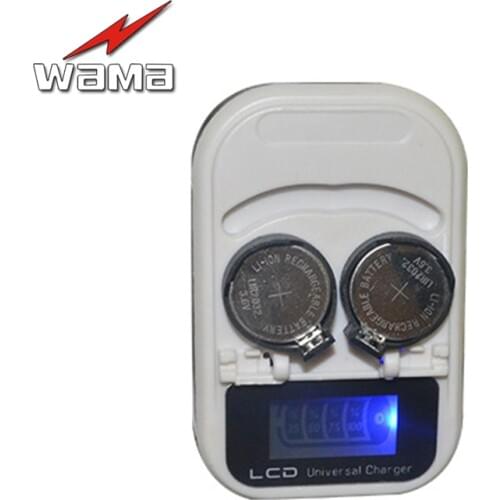 Wama 2-Slot LIR2032 LIR2025 LIR2016 3.6V Rechargeable Lithium Button Cell Coin Battery Charger LCD Indicator intelligent US Plug