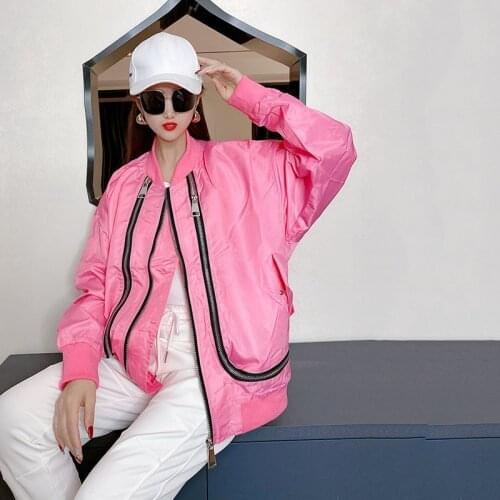 2021 Spring Autumn Baseball Jacket Womens Loose Casual Round Neck Short Coat Bomber Female Jacket Sun Protection Clothes