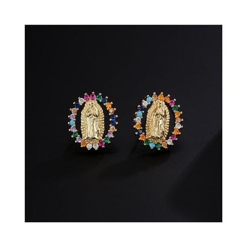 Virgin Mary Drop Earrings for Women Acrylic Vintage Trendy Jewelry Accessories Round Shape Pendants Jewelry for Women 2021