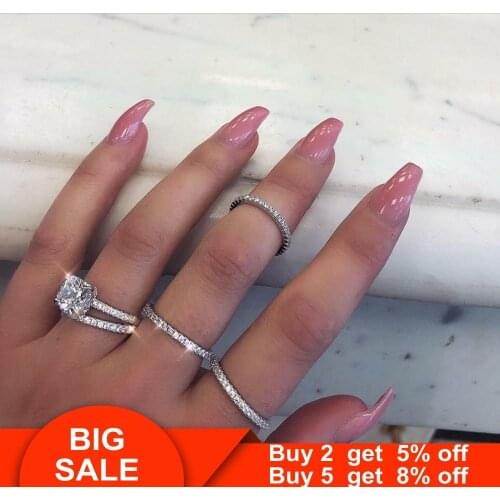 Statement Female ring 925 Sterling silver Pave AAAAA Cubic Zirconia Engagement Wedding Band Rings for women Bridal Party Jewelry