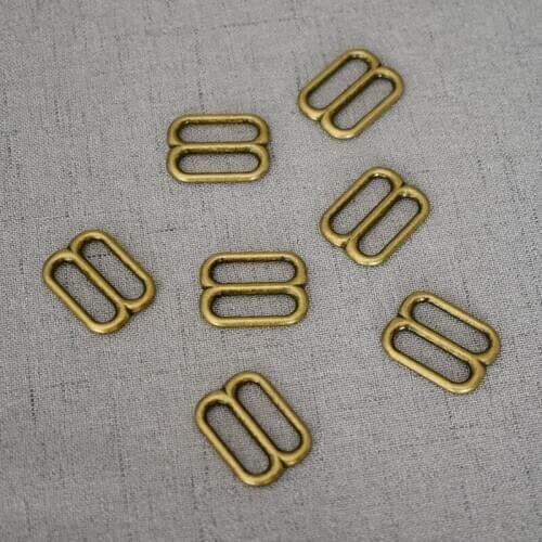 100 Pcs/Pack 20mm Antique Brass Metal Rectangle Adjust Tri-Glide Pin Buckle Slider Loop DIY Shoulder Leather Bag Strap Belt Web