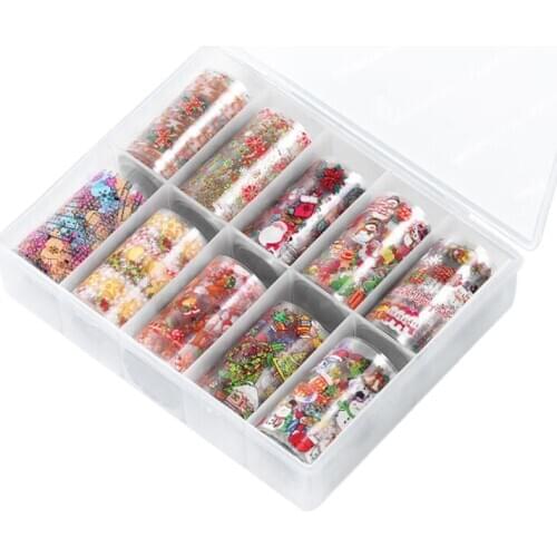 10x 3D Christmas Tree Santa Claus Bells Gift Nail Stickers in