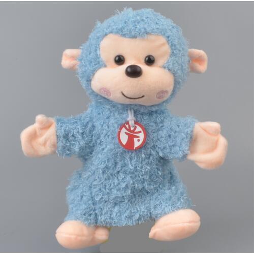 23cm Cute cartoon animal puppet Monkey frog duck Plush hand puppet toy doll baby Comforting towel puppets titeres