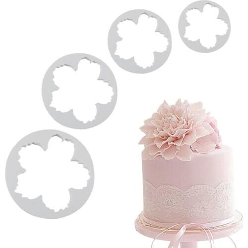 4Pcs/Set Cookie Cutter Set DIY Flower Shape Fondant Cutter Cake Fondant Molds Decor Tools DIY Baking Tools Accessories