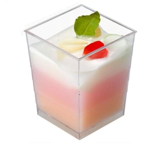 Promotion - Party Wedding Festival Suppliers, 55*70mm/150ml Disposable Plastic Tableware Square Dessert Cup, 10/Pack