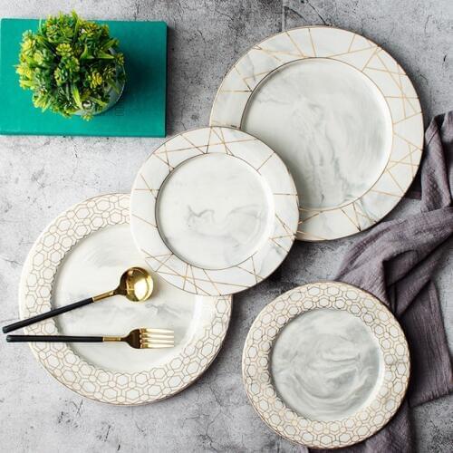 Promotion to give back to customers European Style Plates Ceramic Dinner Porcelain Dessert Plate Steak Salad Snack Cake Tablewar