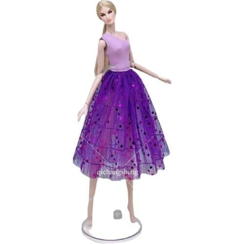 1/6 BJD Dolls Accessories Fashion Purple Top Sequin Skirt Dress Outfits For Barbie Doll Clothes Kids & Baby Cosplay Toy Gift DIY