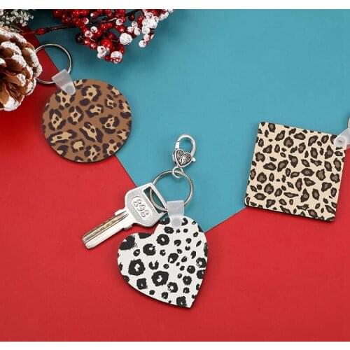 Sublimation Blank Keychain Heat Transfer Keychain Double-Side Printed MDF DIY Blank Keychain with Key Rings
